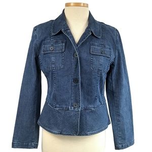 Talbots 6P Denim Jean Jacket Peplum Stretch